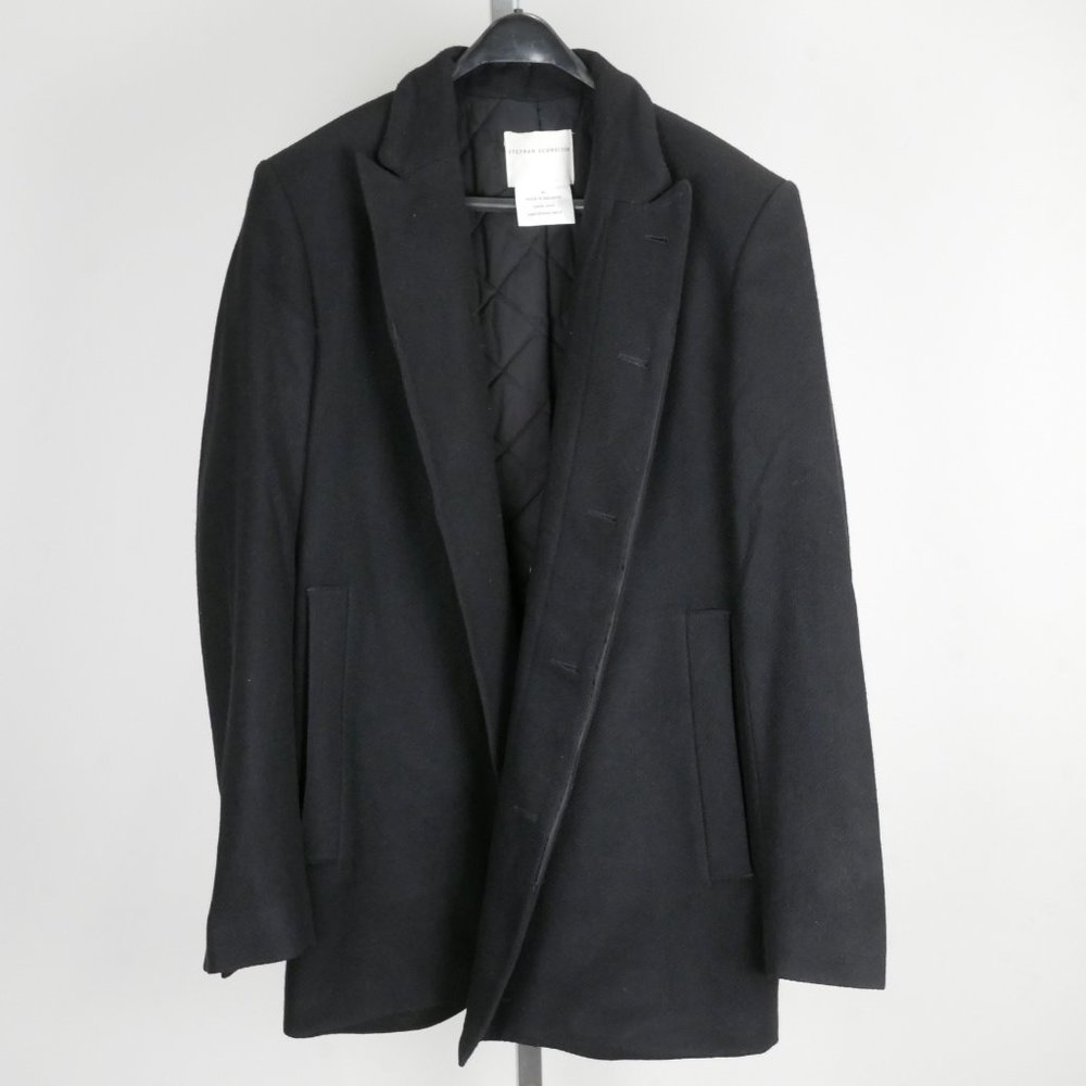 Stephan Schneider Black Wool Flannel/Knit Collar Peak Lapel Coat Size 6